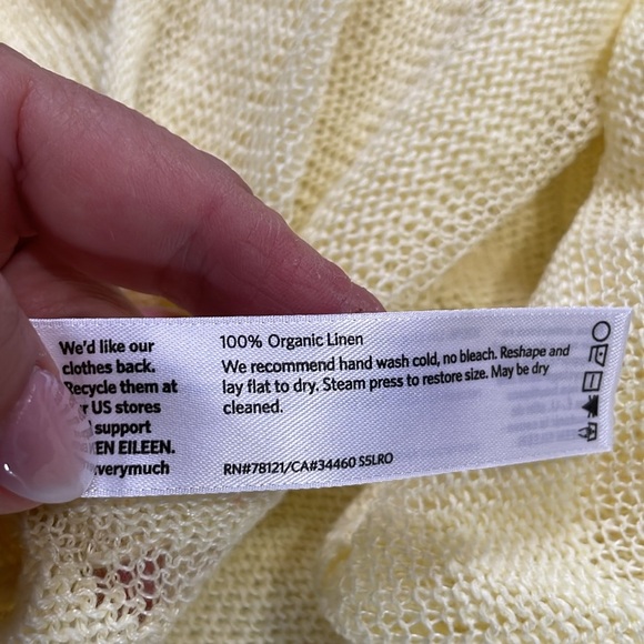 Eileen Fisher Straight Linen Open Cardigan Daisy Pale yellow Loose weave Size M - Picture 10 of 12